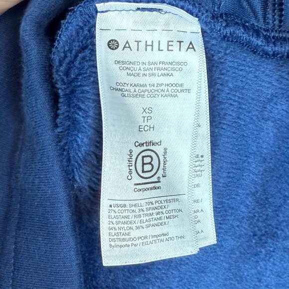Athleta Women's Cozy Karma 1/4Zip Hoodie, Enchanted Blue, Size XS - Picture 9 of 11